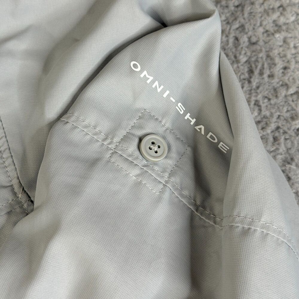 COLUMBIA Shirt Mens XL Gray PFG Omni Shade 50 UPF Vented Roll Tab Fishing Hiking - Picture 4 of 15